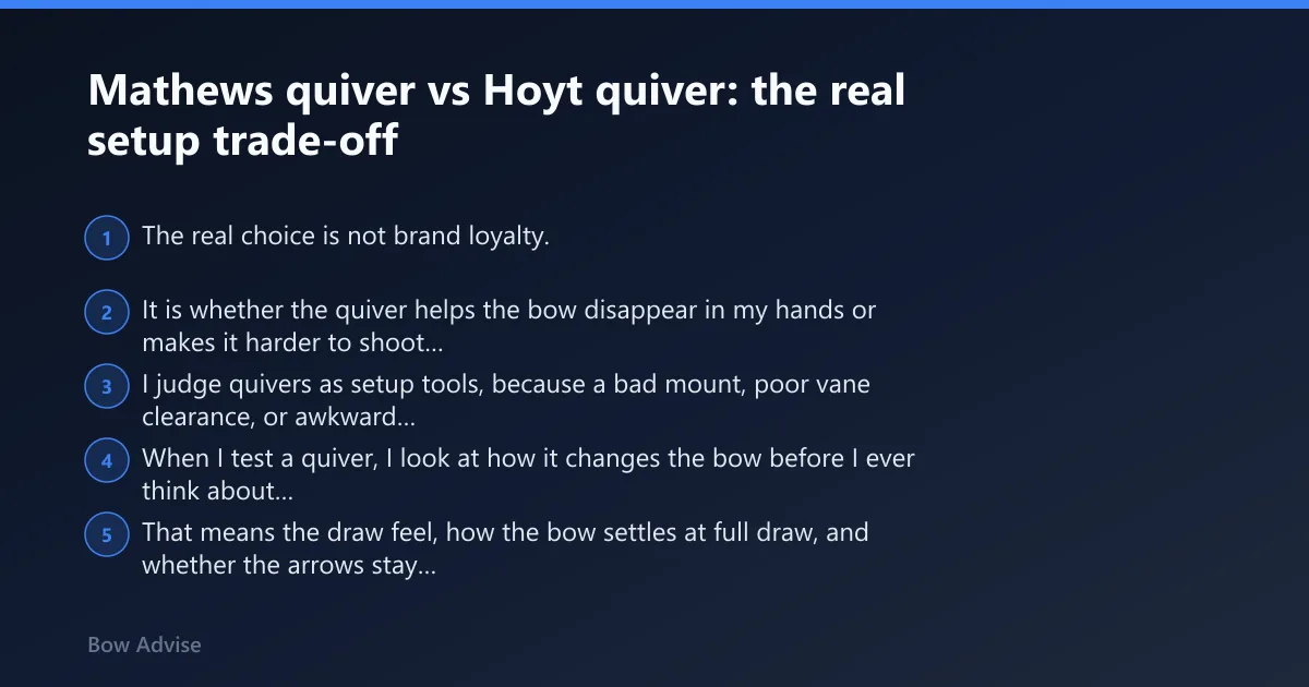Steps: Mathews quiver vs Hoyt quiver: the real setup trade-off