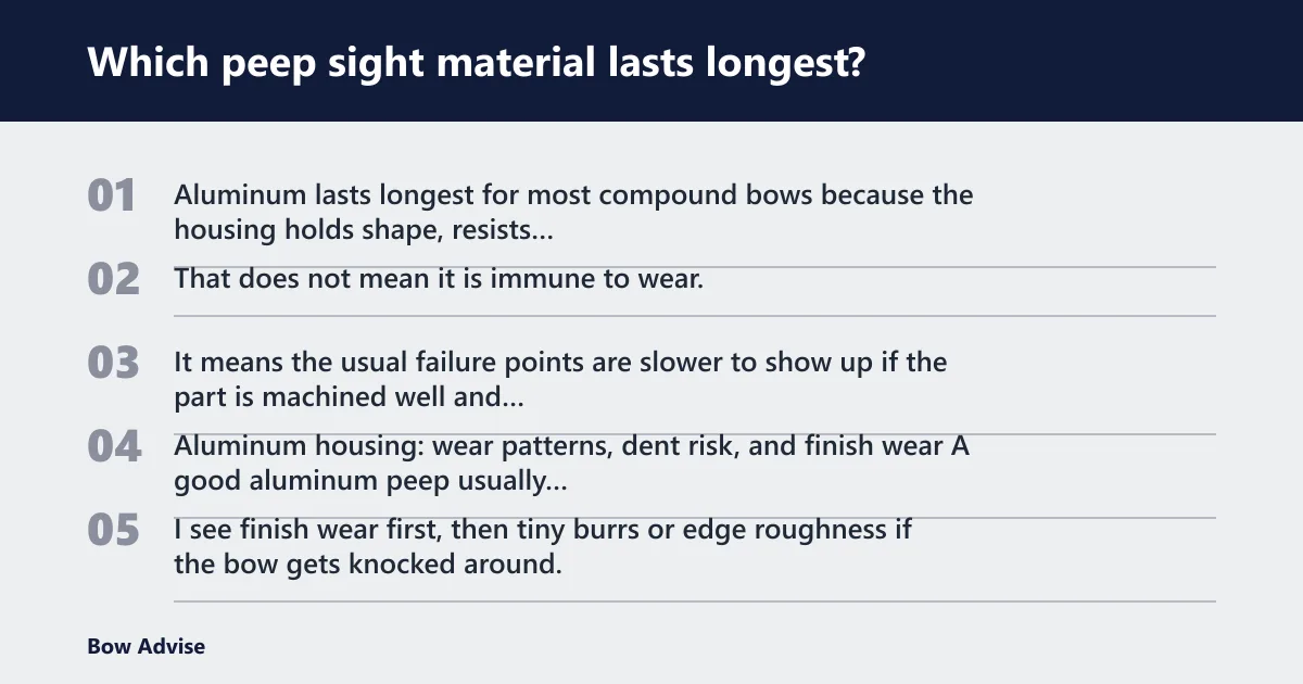 Steps: Which peep sight material lasts longest?