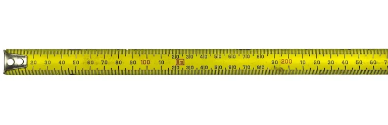 Archer measuring a bow string with a string measuring tape beside a recurve bow
