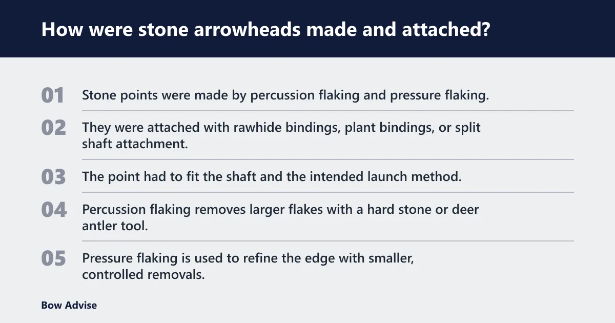 Steps: How were stone arrowheads made and attached?
