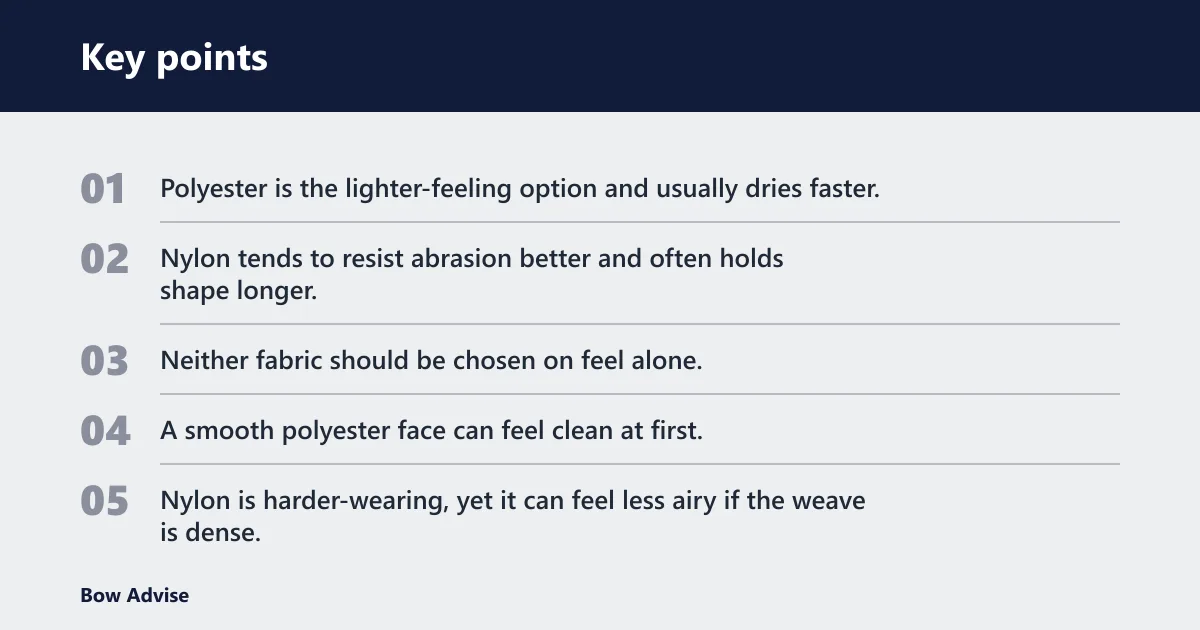 Key points: Which synthetic material feels best on the string?